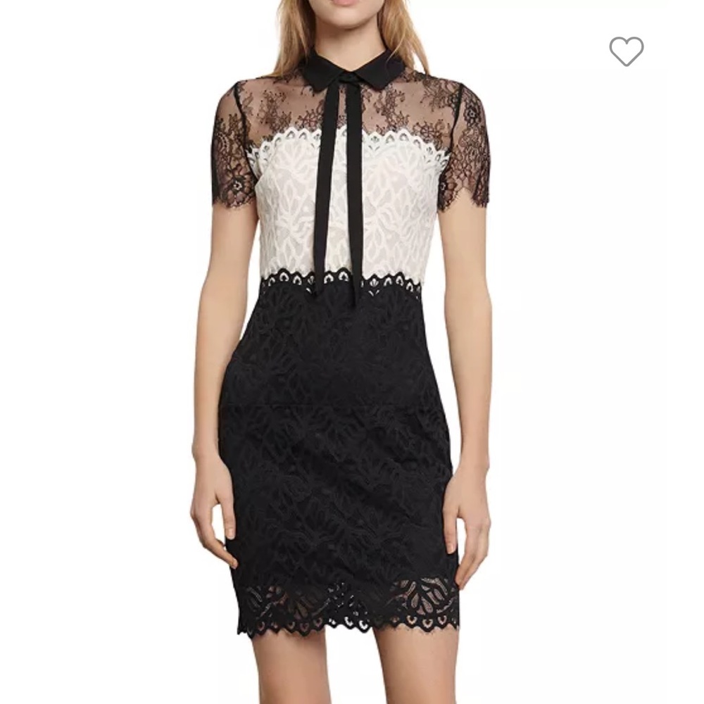 Sandro Rozen Two Tone Lace Mini Dress - Picture 2 of 7